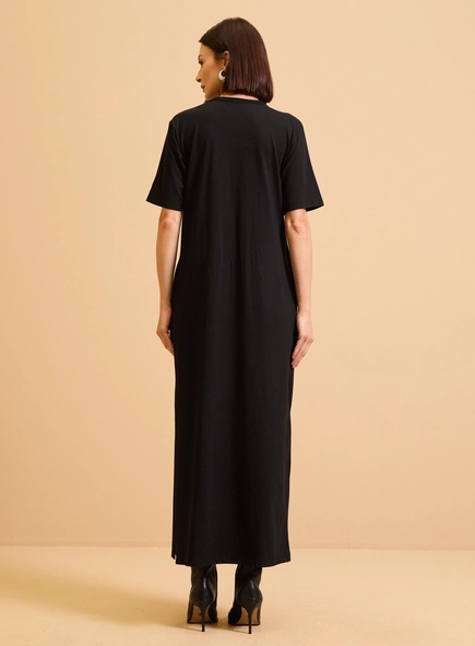 Vestido T-shirt Midi Com Fenda