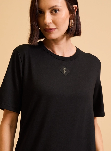 Vestido T-shirt Midi Com Fenda
