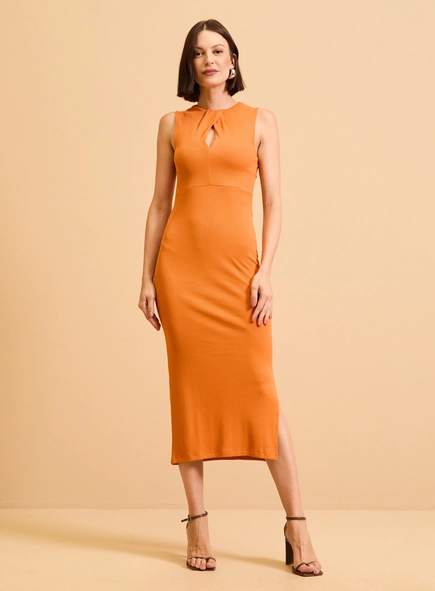Vestido Midi Com Fenda