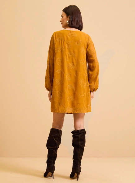 Vestido Curto Amplo Bordado