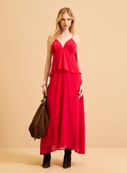 Vestido Midi Estruturado Com Sobreposição