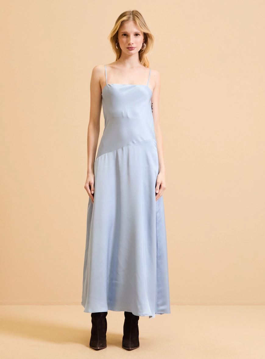 Vestido Maxi Midi Evasê Azul