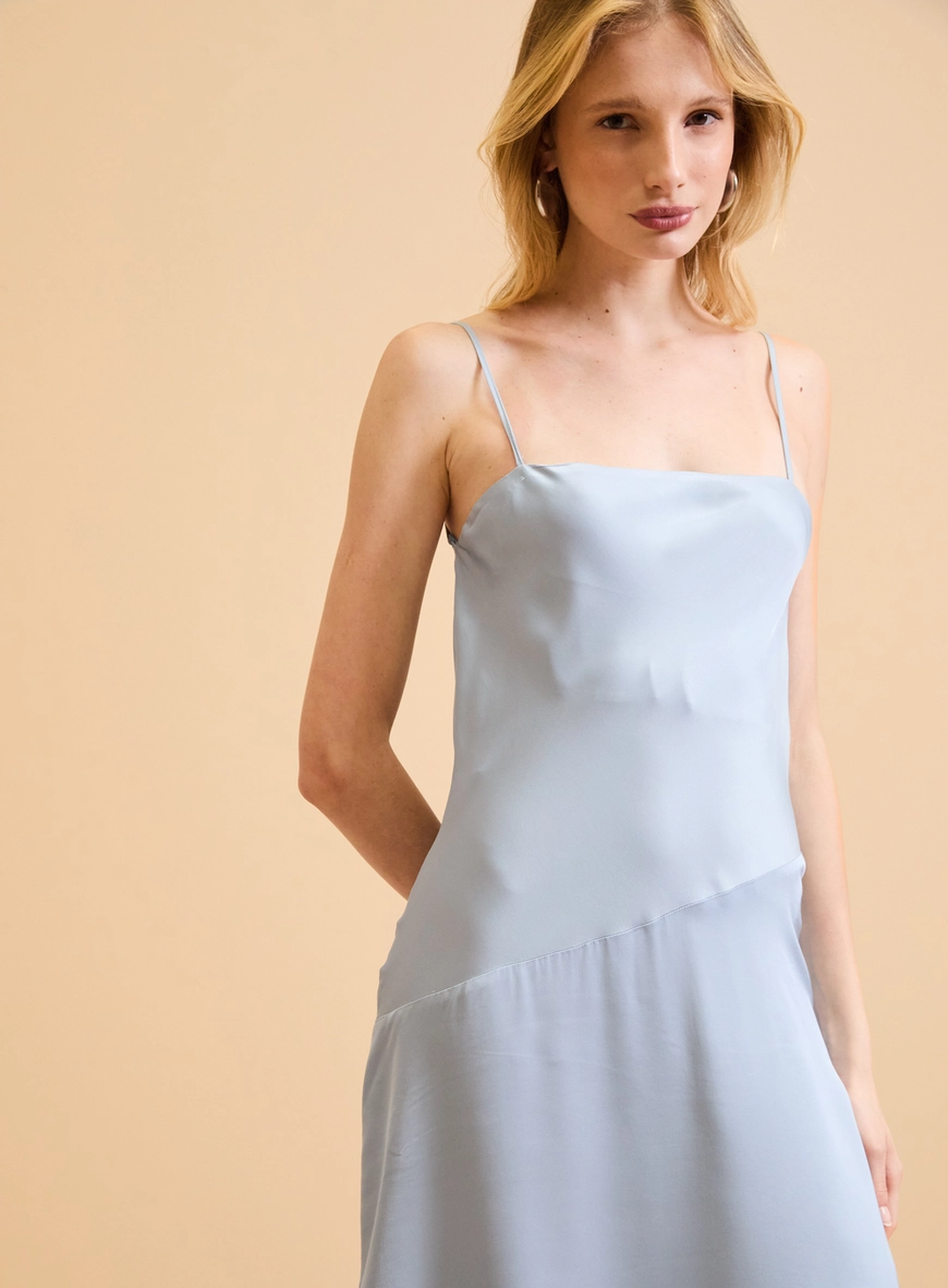 Vestido Maxi Midi Evasê Azul