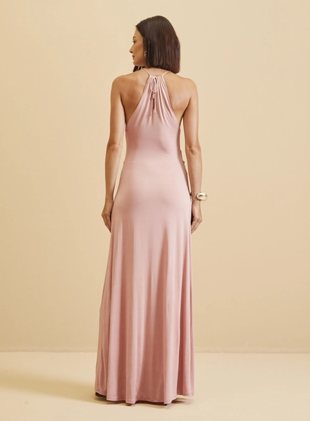 Vestido Longo Frente Única Metal