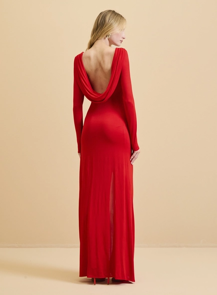 Vestido Longo Drapeado Com Costas Degagê