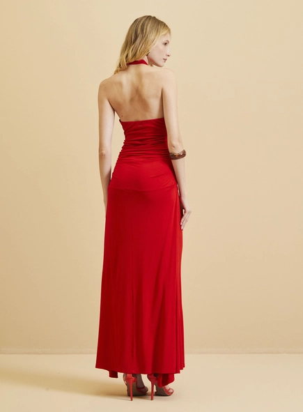 Vestido Longo Halter Com Drapeado