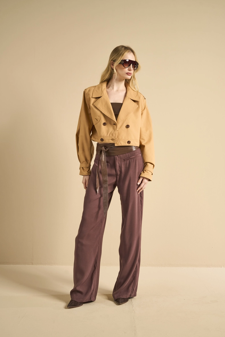 Casaco Feminino Alfaiataria Trench Coat Bege