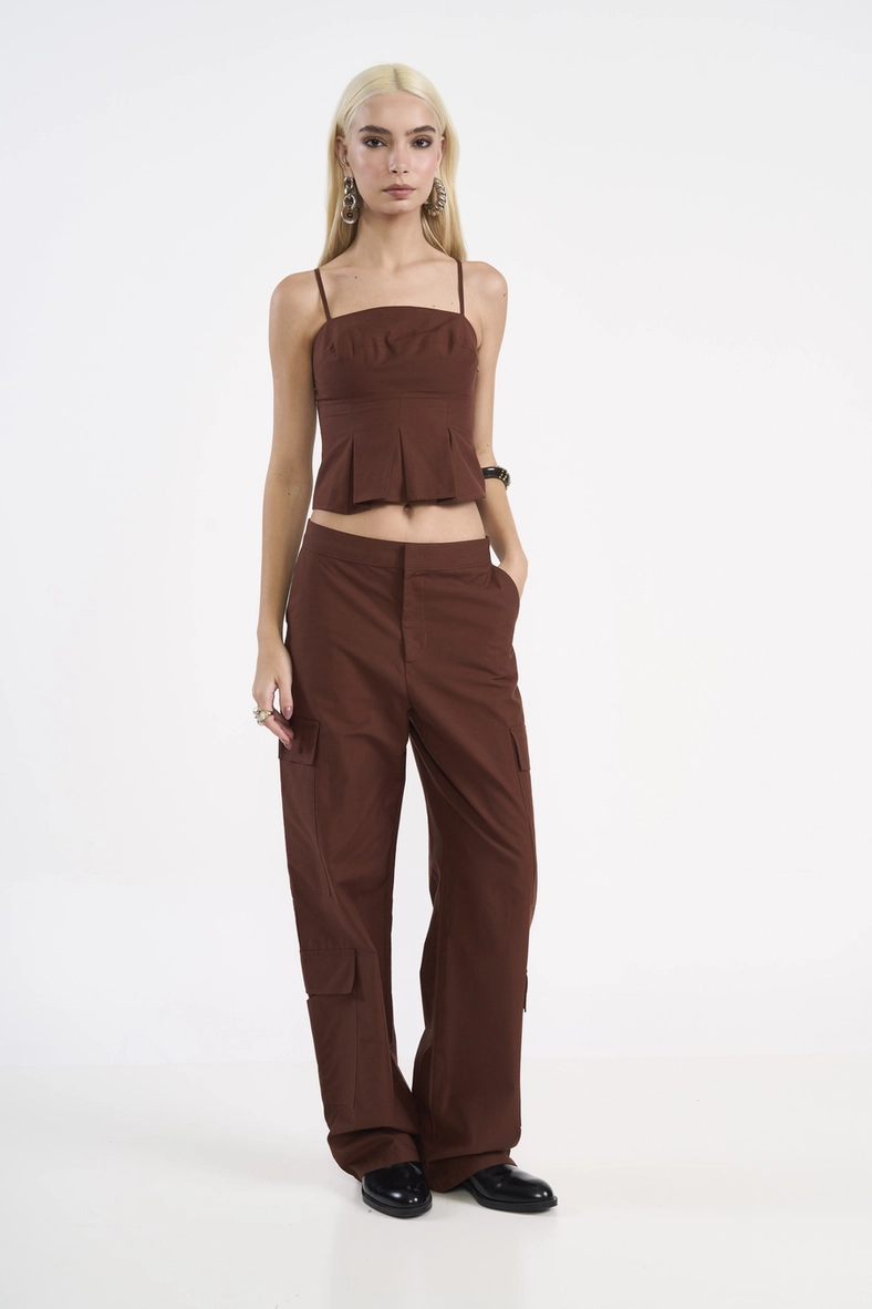 Calça Cargo Wide Leg Utilitária