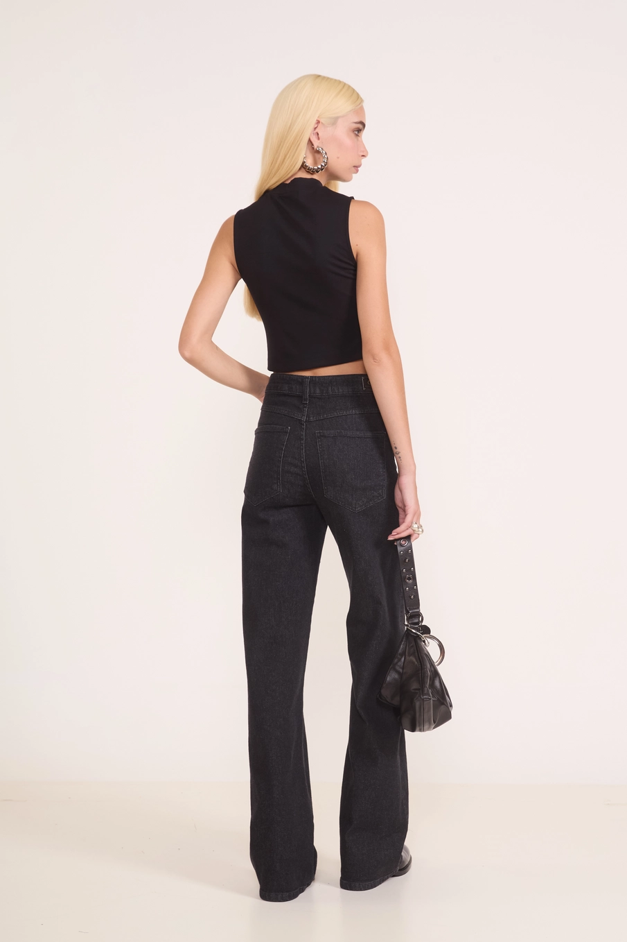 Calça Jeans Wide Leg Black Berlim Indigo Preto