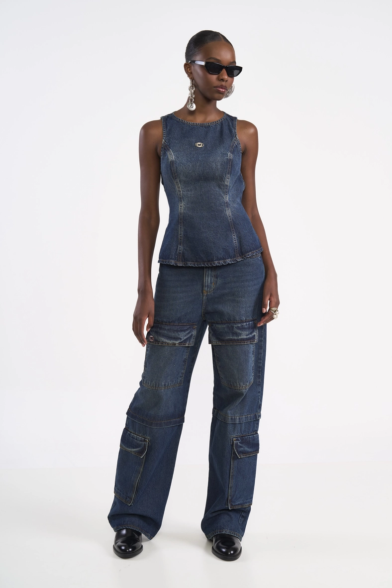 Calça Jeans Cargo Utilitária Seul