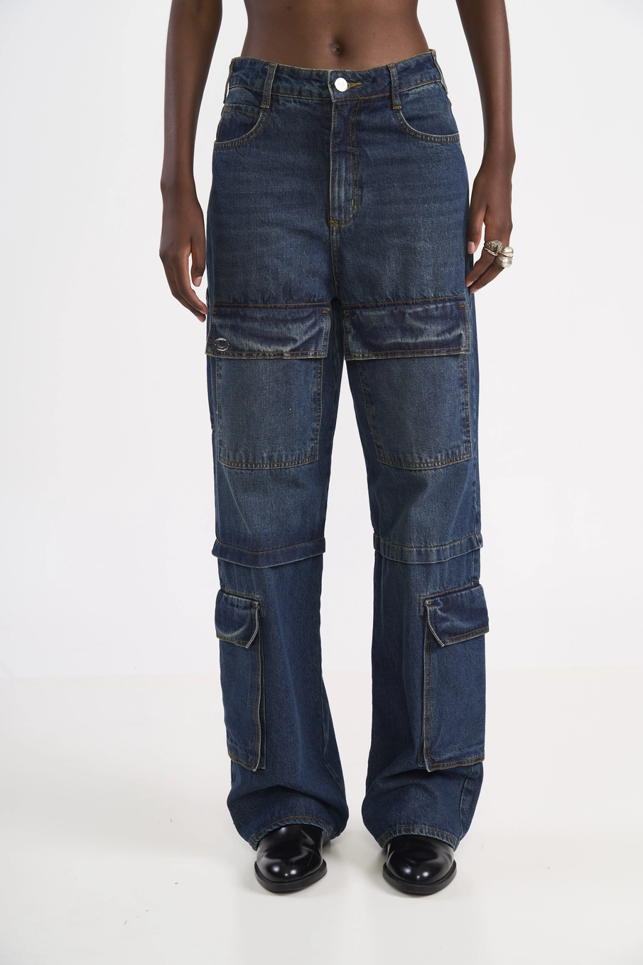 Calça Jeans Cargo Utilitária Seul Índigo