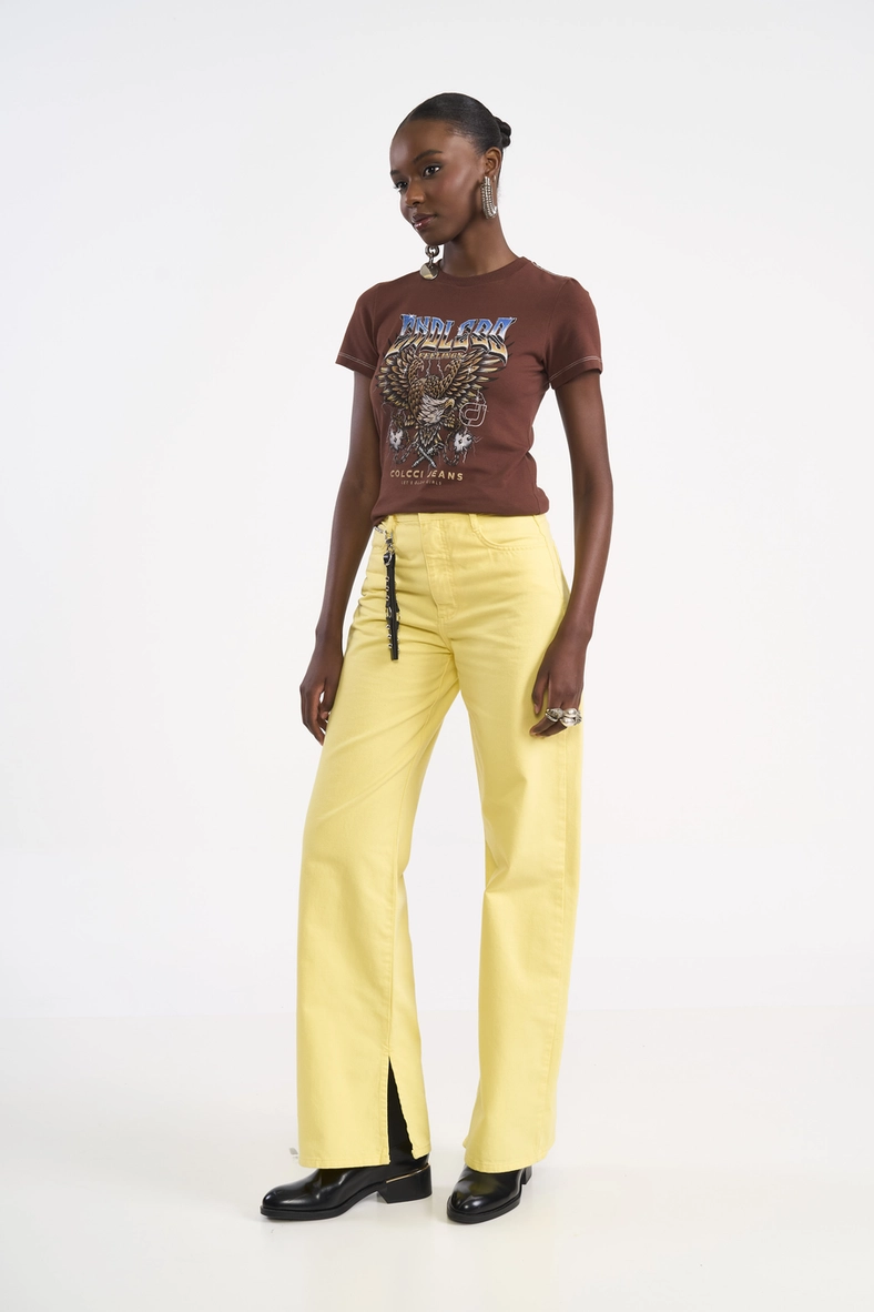 Calça Em Sarja Wide Leg Berlim