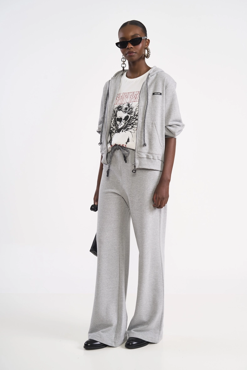 Calça Wide Leg Em Moletom