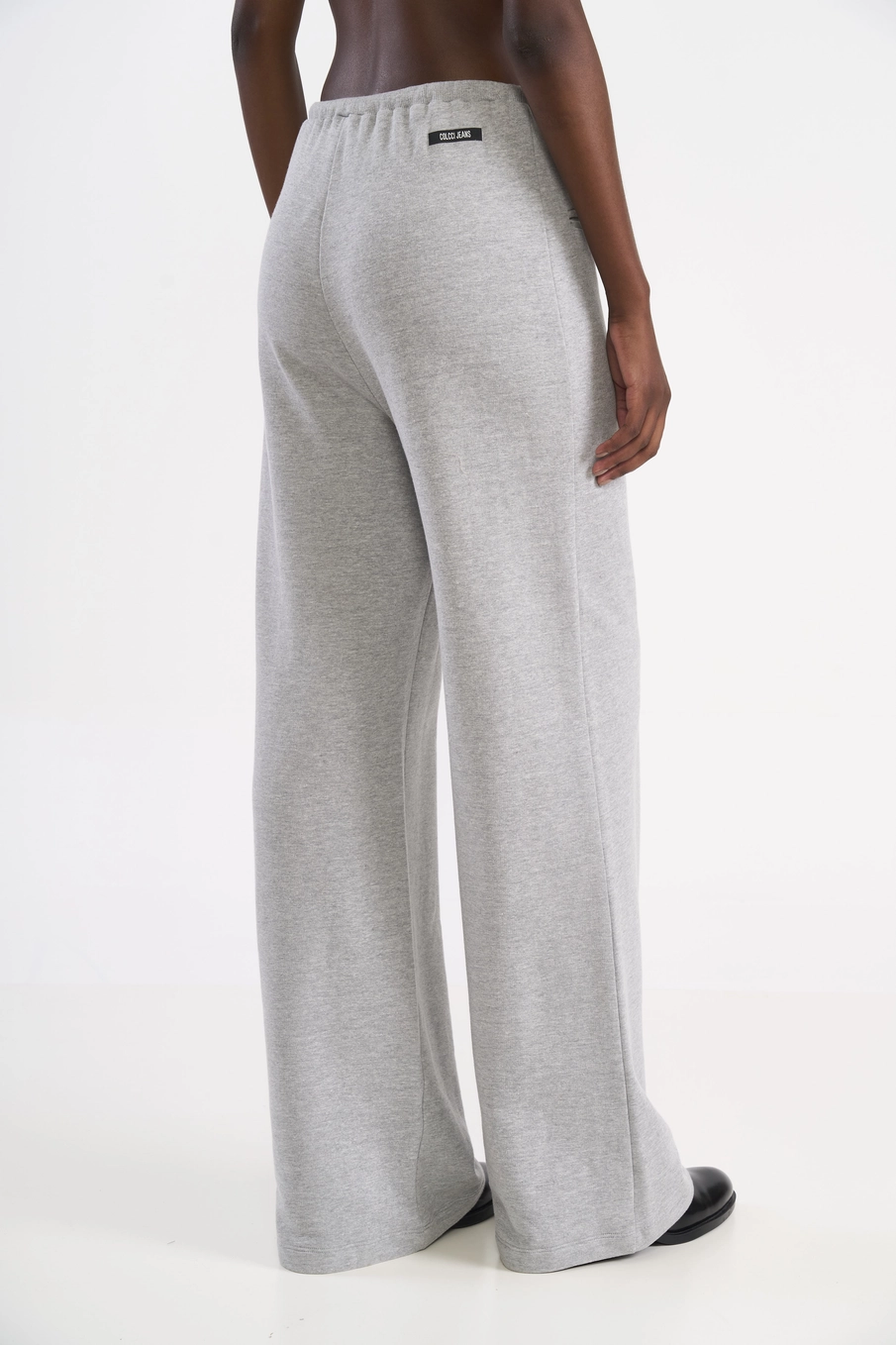 Calça Wide Leg Em Moletom Cinza
