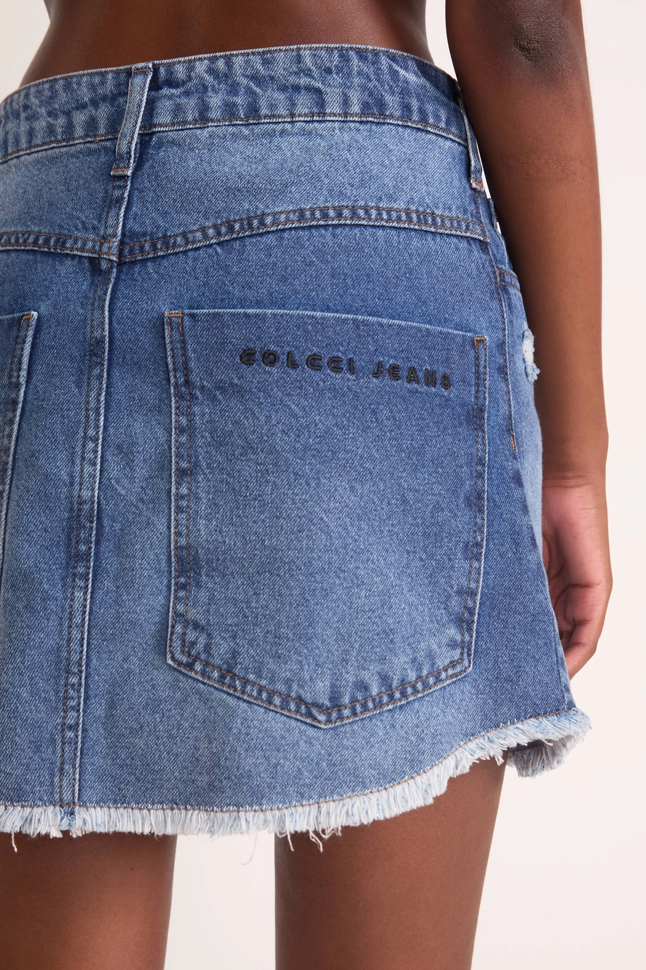 Saia Jeans Mini Com Bandana Índigo
