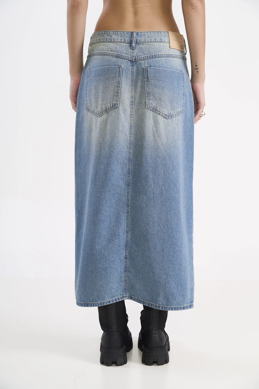 Saia Jeans Longa Assimétrica Índigo