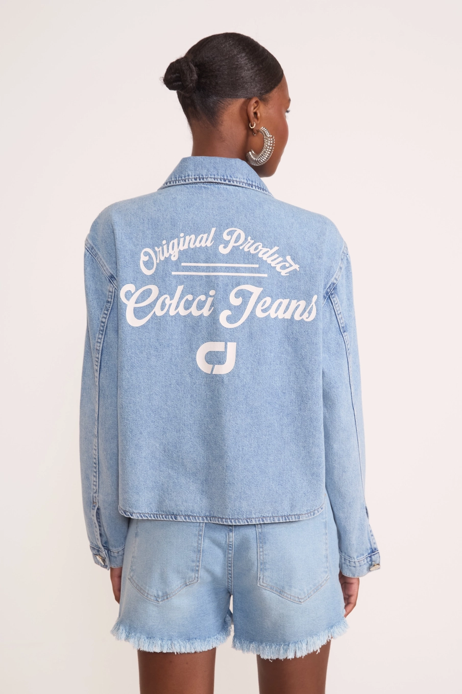 Jaqueta Jeans Cropped Logomania Jaqueta Jeans Cropped Logomania