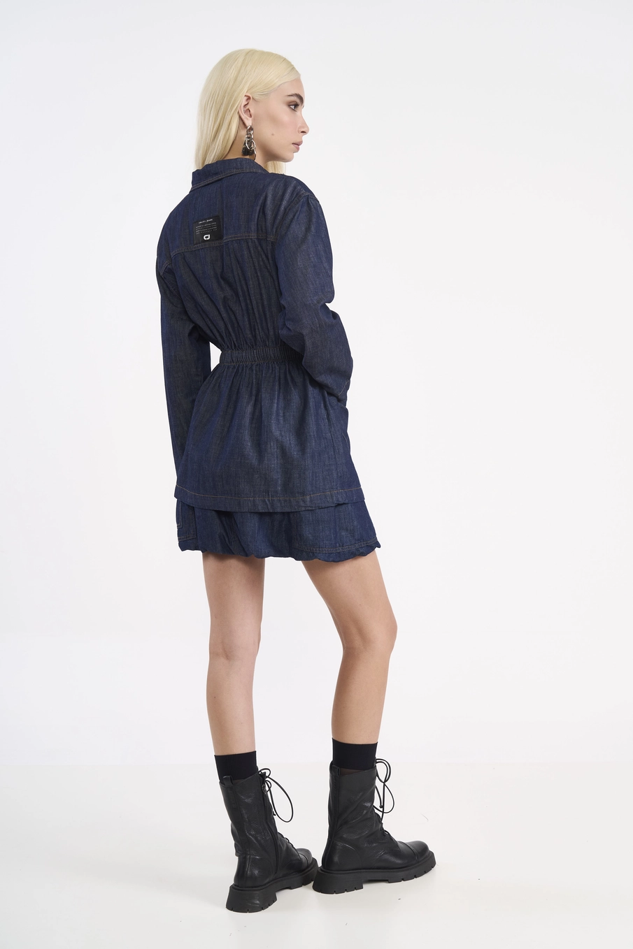 Jaqueta Jeans Acinturada Utilitária Índigo