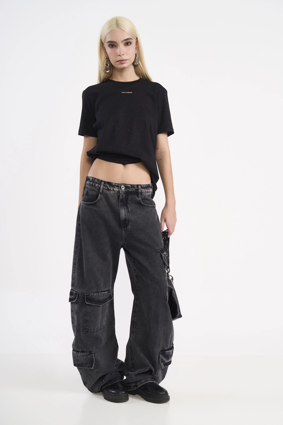 Camiseta Glitter Reta Preto