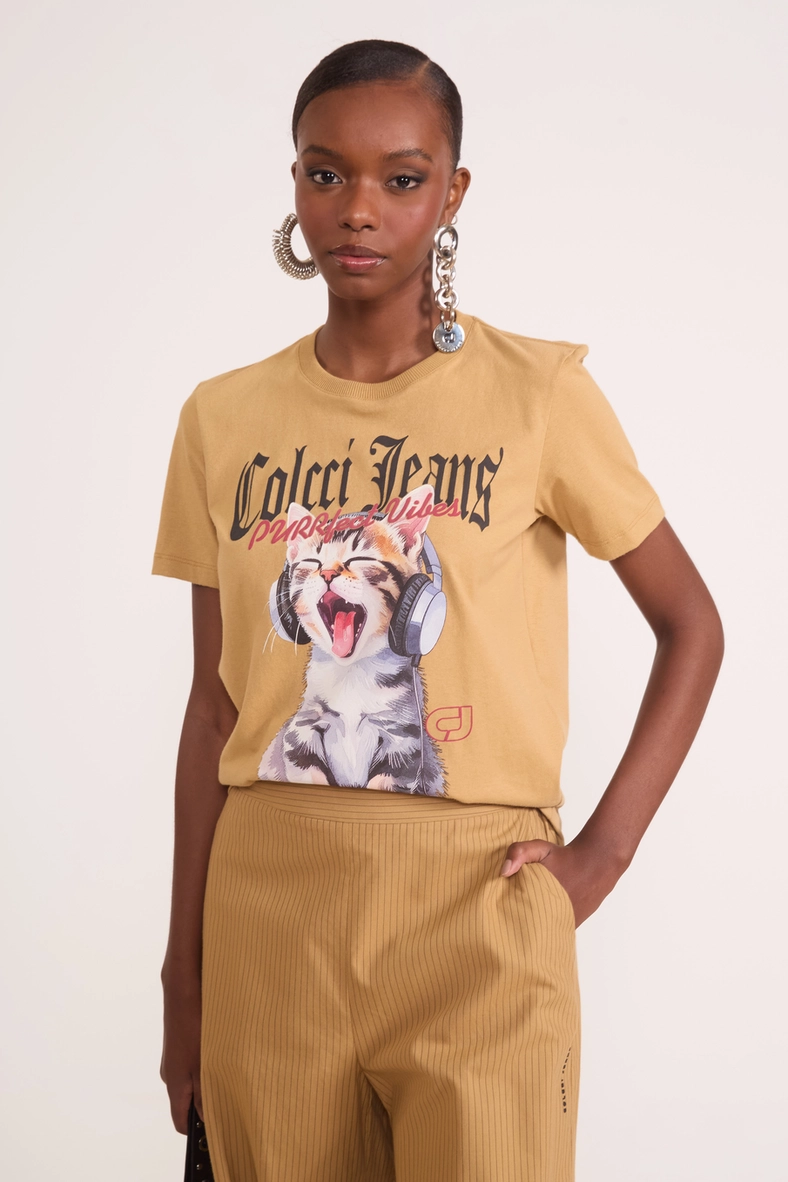 Camiseta Estampada Purrfect Vibes