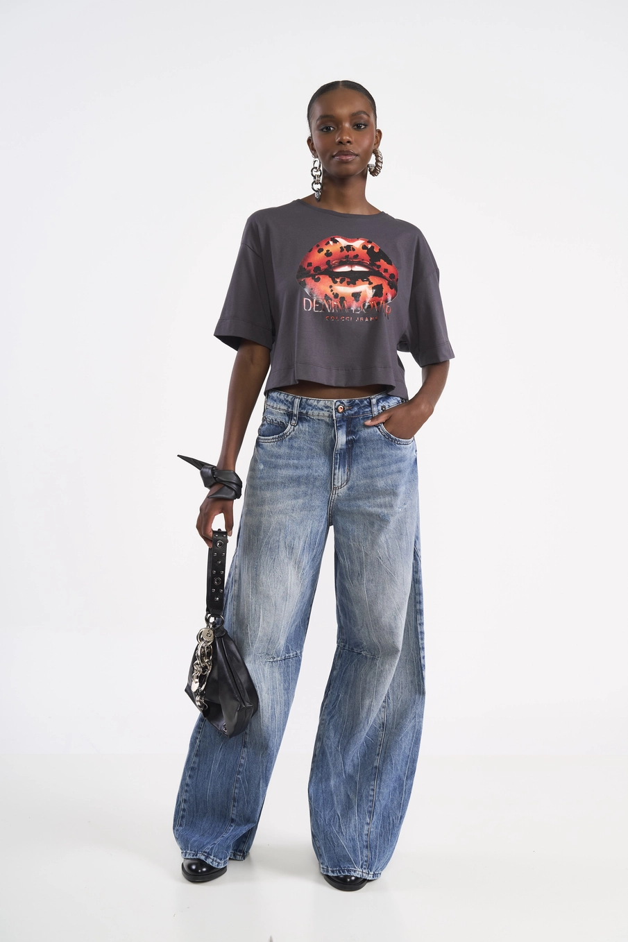 Camiseta Cropped Denim Lover CINZA