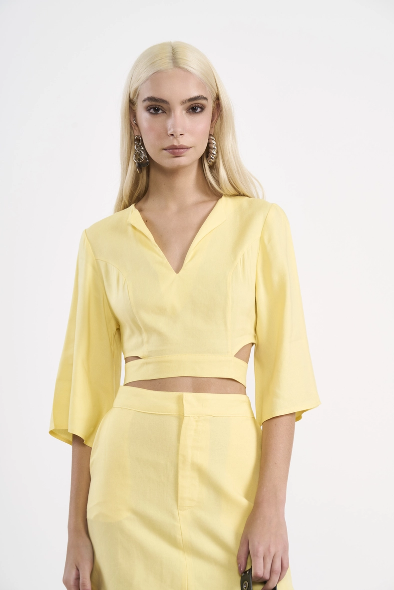 Blusa Cropped Com Recortes