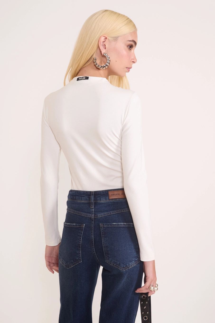 Blusa Manga Longa Justa Com Drapeado Off Shell