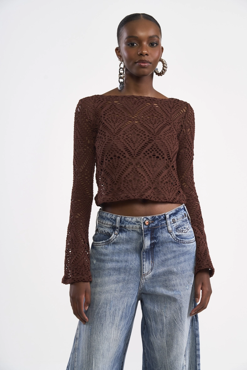 Blusa Cropped De Renda
