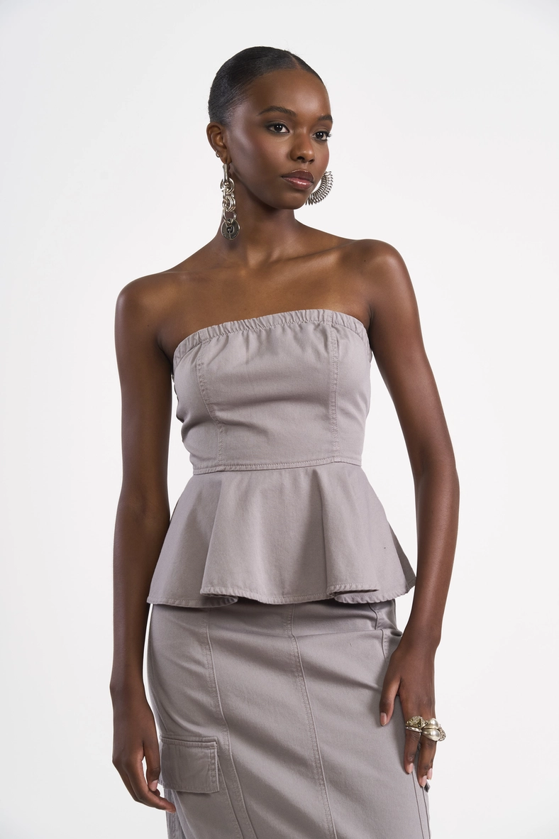 Blusa Tomara Que Caia Peplum Em Sarja