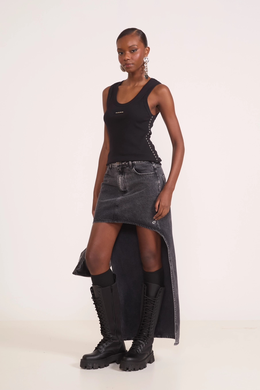 Regata Canelada Eyelets Preto