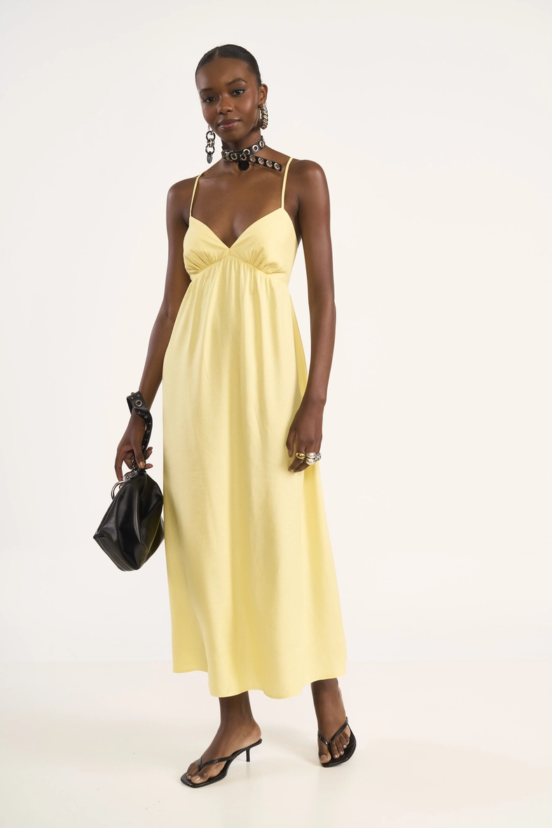Vestido Midi Em Linho Soft