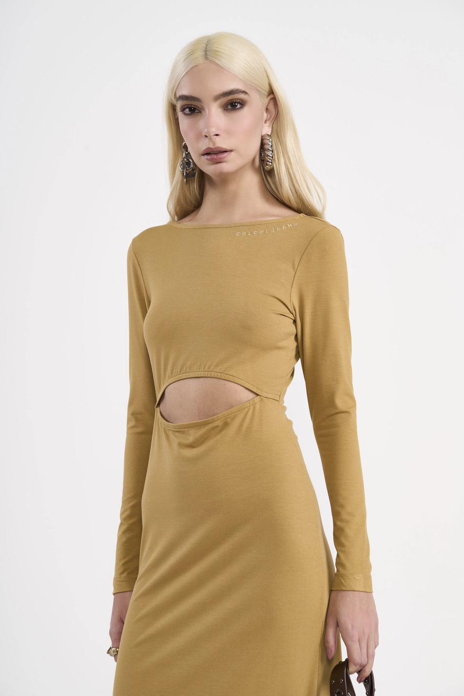 Vestido Midi Cut-out Bege Soybean