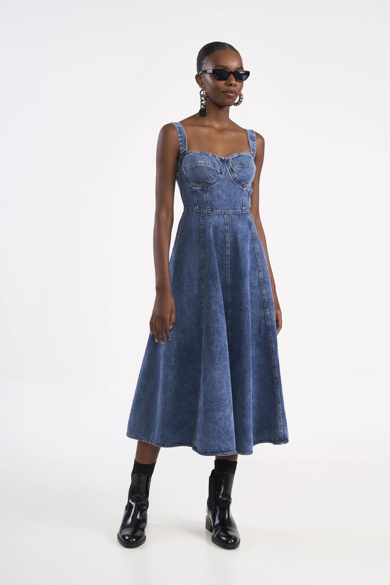 Vestido Midi Jeans Estruturado