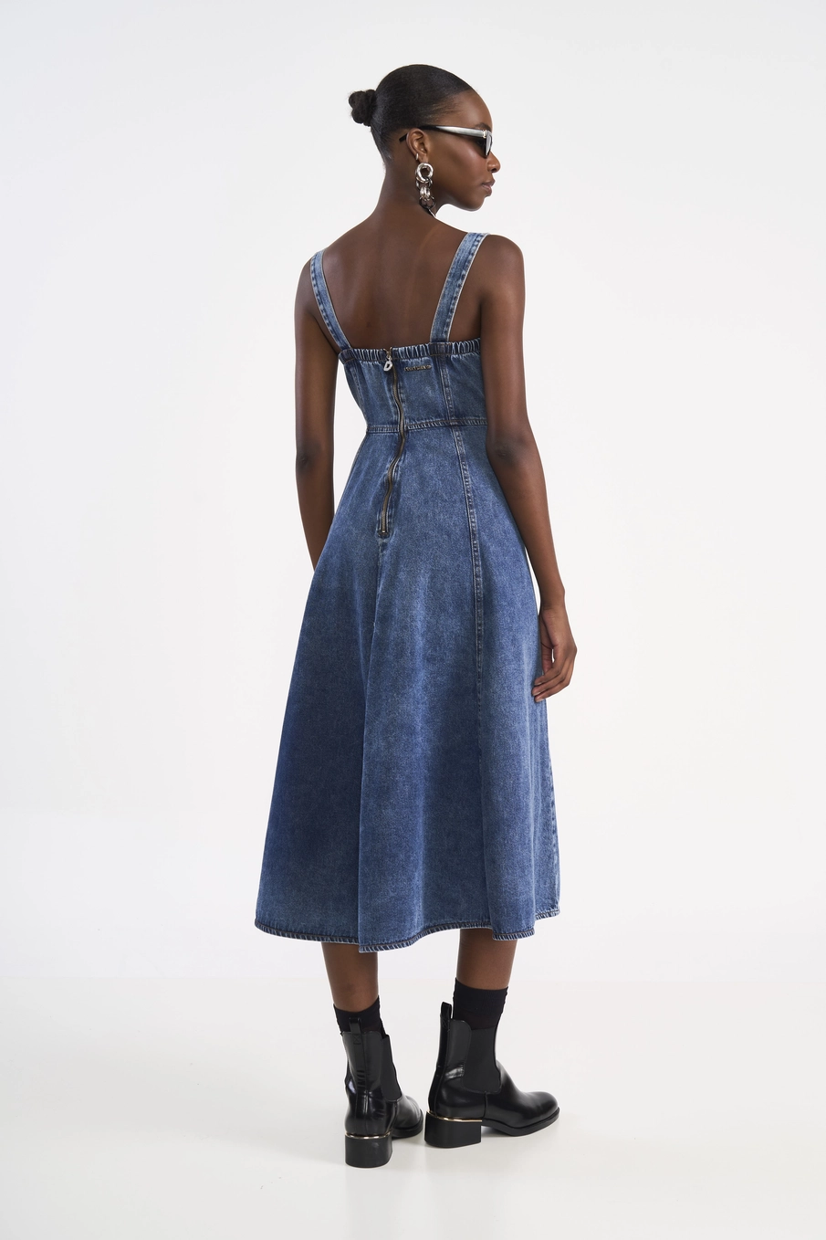 Vestido Midi Jeans Estruturado Índigo