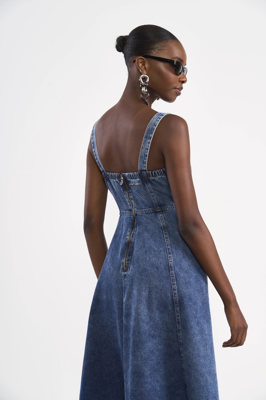 Vestido Midi Jeans Estruturado Índigo