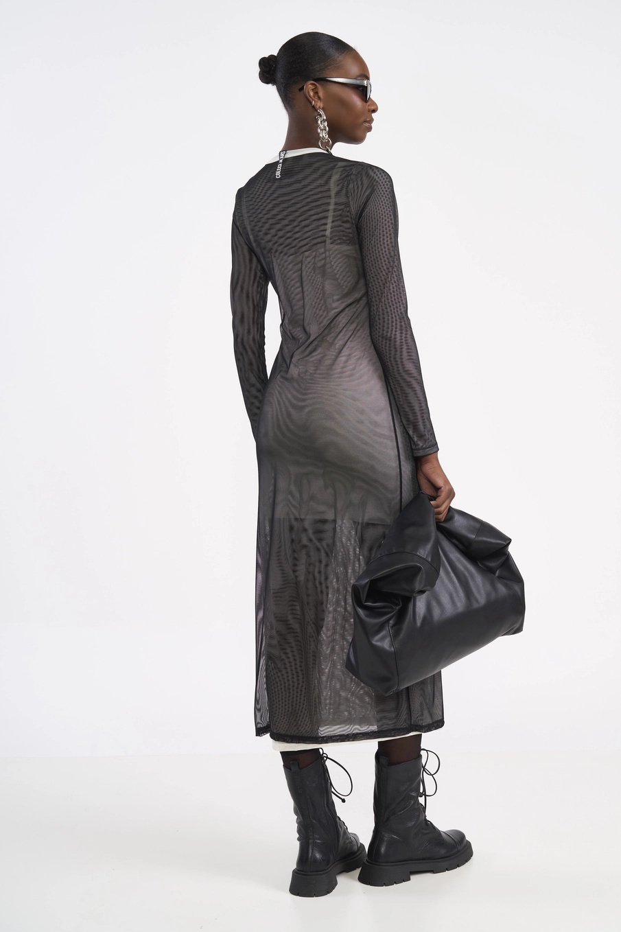Vestido Midi Em Tule Varsity Preto