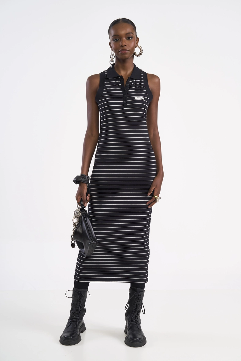 Vestido Midi Listrado Polo