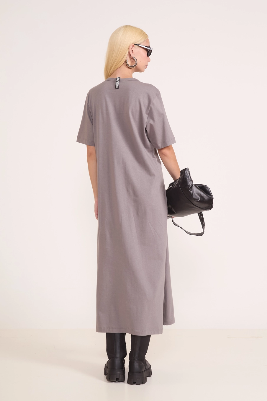 Vestido T-shirt Midi Cinza