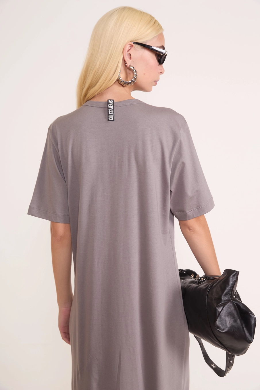 Vestido T-shirt Midi Cinza