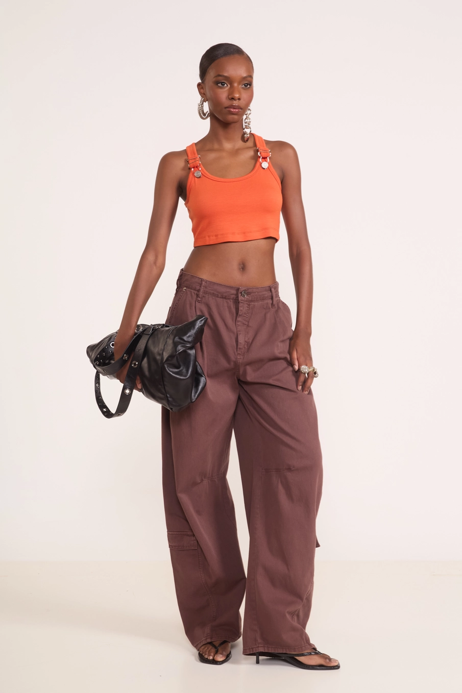 Top Cropped Metal Laranja