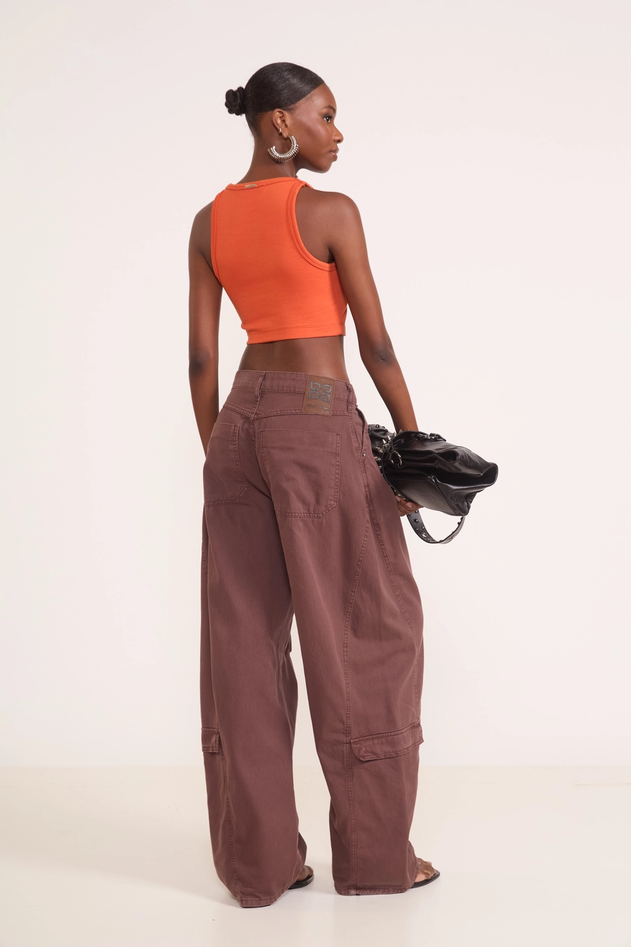 Top Cropped Metal Laranja