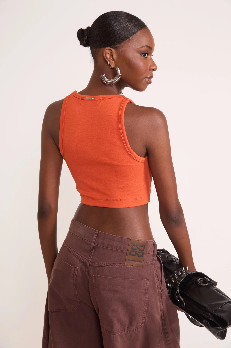 Top Cropped Metal Laranja