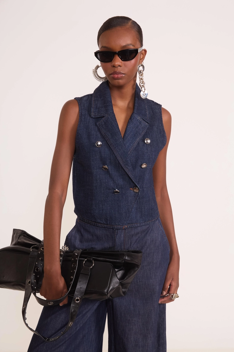 Colete Jeans Alfaiataria
