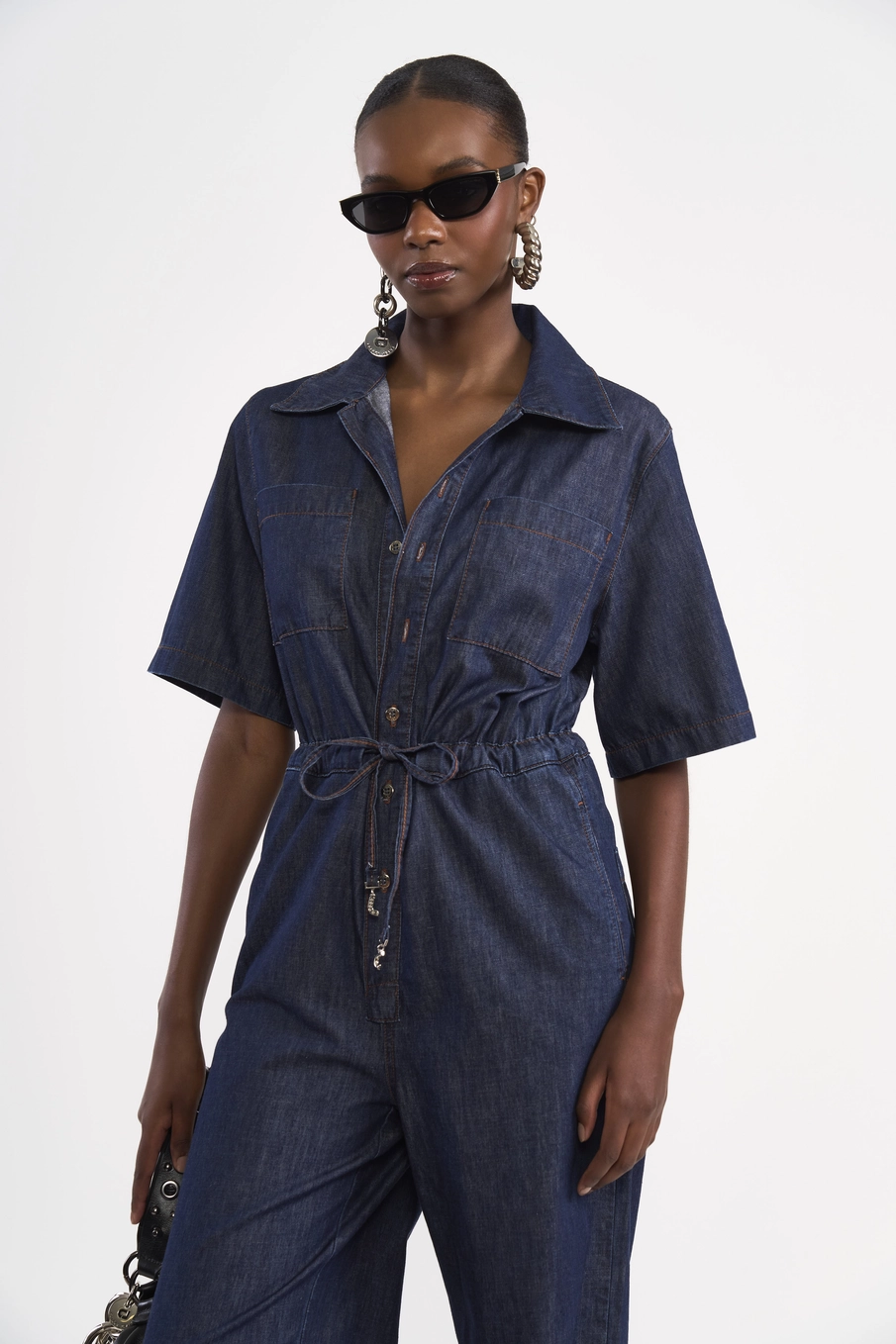 Macacão Jeans Wide Leg Índigo