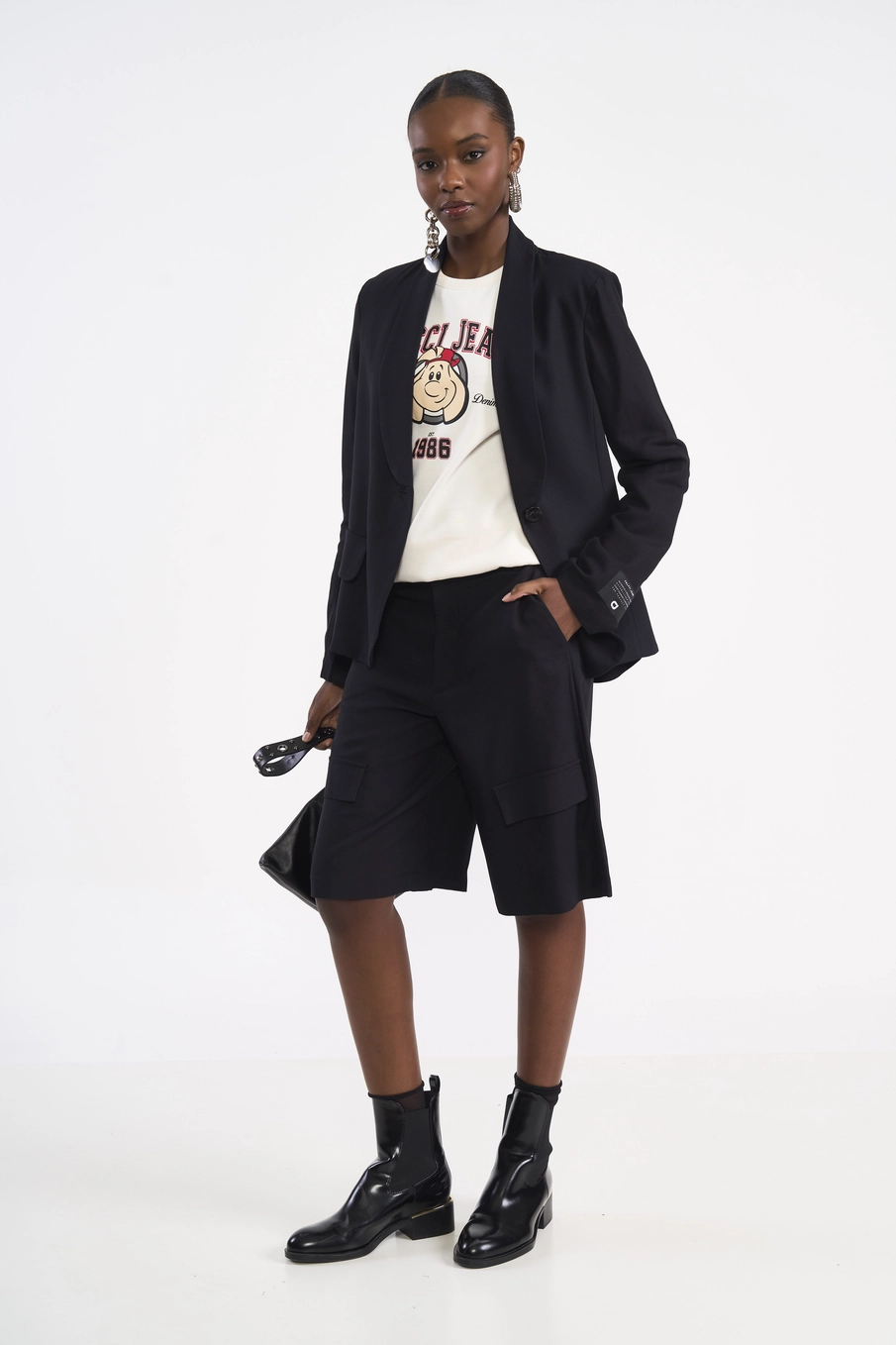 Blazer Alongado Em Viscose Preto