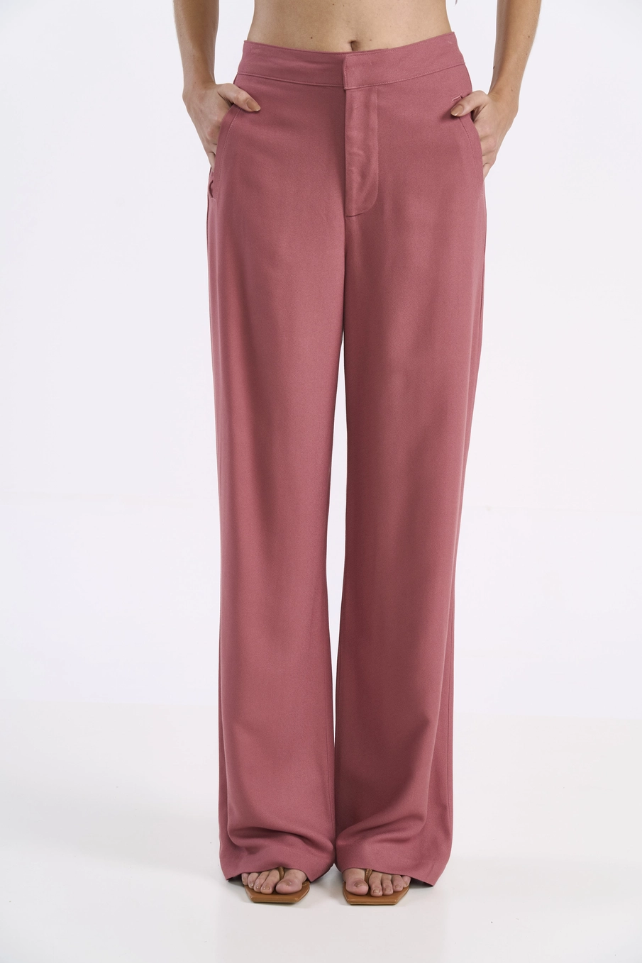 Calça Alfaiataria Reta Ampla Rosa