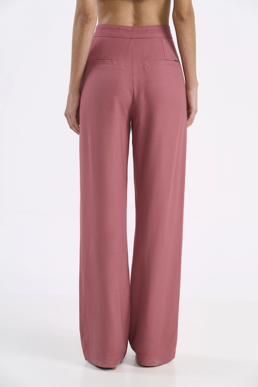 Calça Alfaiataria Reta Ampla Rosa