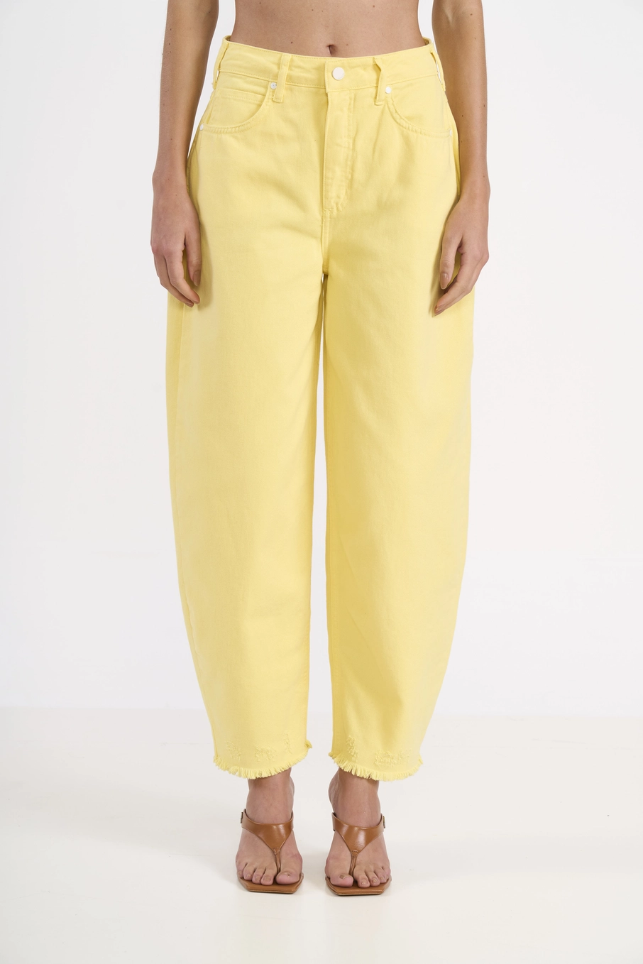 Calça Feminina Sarja Barril Amarelo