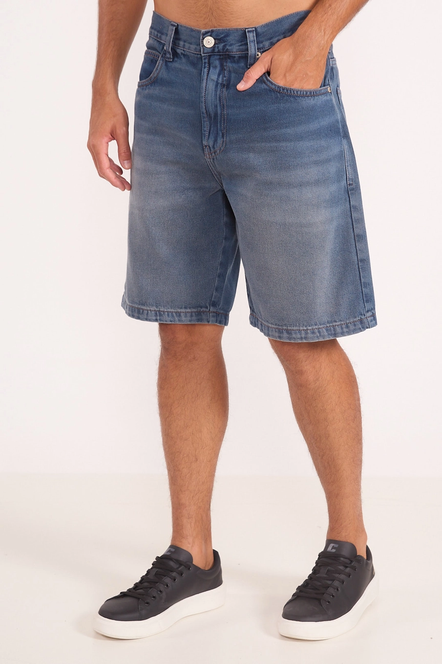Bermuda Masculina Jeans Loose Índigo
