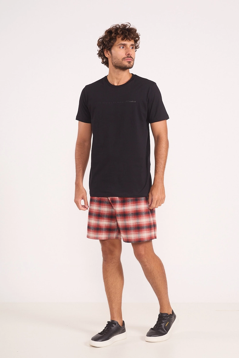 Bermuda Masculina De Algodão Xadrez